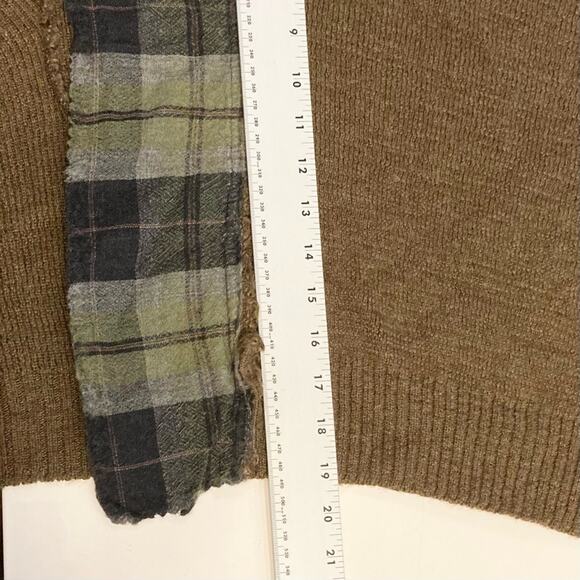 MARC LE BIHAN Cardigan Sweater OS FRANCE Wool Raw-Hem Plaid-Sailor-Collar CutOut - Picture 12 of 13